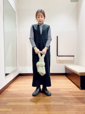 「アイテム（ジャンパースカート）」を使った、fujimonさん（レディース・159cm）の秋コーディネート