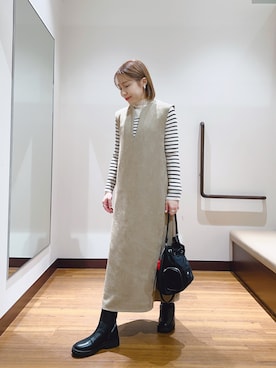 「アイテム（ワンピース/ドレス）」を使った、fujimonさん（レディース・159cm・30代）の秋コーディネート