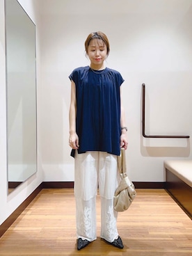 「アイテム（バッグ、ゴールド系）」を使った、fujimonさん（レディース・159cm）の夏コーディネート
