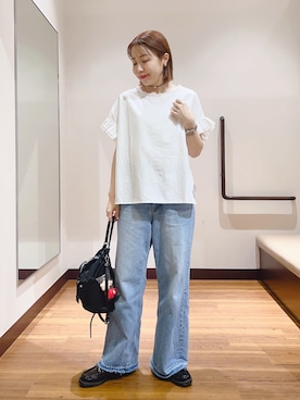 「ITEMS URBANRESEARCH（アイテムズ アーバンリサーチ）のダブルフリルブラウス（シャツ/ブラウス、その他）」を使った、fujimonさん（レディース・159cm）の春コーディネート
