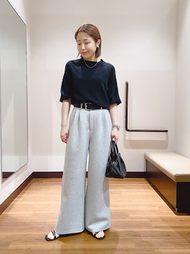 「SENSE OF PLACE by URBAN RESEARCH（センスオブプレイスバイアーバンリサーチ）のポンチスラックスパンツ（その他パンツ、グレー系）」を使った、fujimonさん（レディース・159cm）の春コーディネート