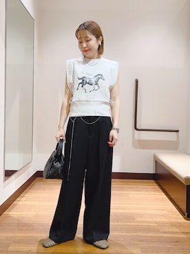 「URBAN RESEARCH（アーバンリサーチ）のレザーハンドバッグ（ハンドバッグ、ブラック系）」を使った、fujimonさん（レディース・159cm）の春コーディネート