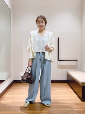 「スラックスパンツ」｜「アイテム（ブルゾン）」を使った、fujimonさん（レディース・159cm）の秋コーディネート