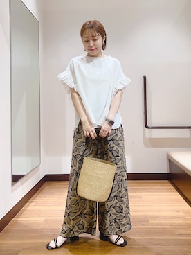 「ITEMS URBANRESEARCH（アイテムズ アーバンリサーチ）のダブルフリルブラウス（シャツ/ブラウス、その他）」を使った、fujimonさん（レディース・159cm）の春コーディネート