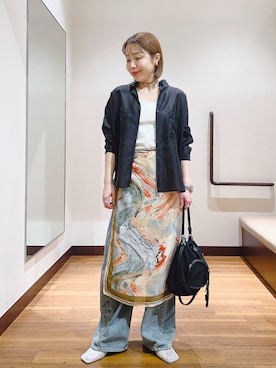 「スカーフアレンジ」｜fujimonさん（レディース・159cm）の春コーディネート