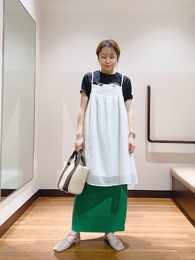 「アイテム（チュニック）」を使った、fujimonさん（レディース・159cm）の夏コーディネート