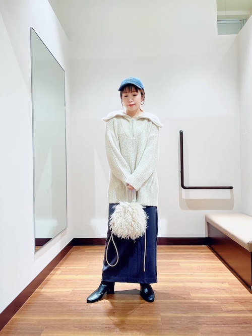 PEARLYGATESハーフジップ ニットセーター 黒ベージュストライプ チャンキーニット ハーフジップセーター - ブラック - レディース | H&M JP