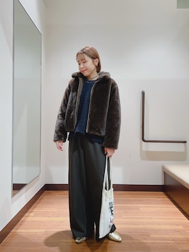 「アーバンリサーチ」｜「アイテム（その他アウター）」を使った、fujimonさん（レディース・159cm）の冬コーディネート