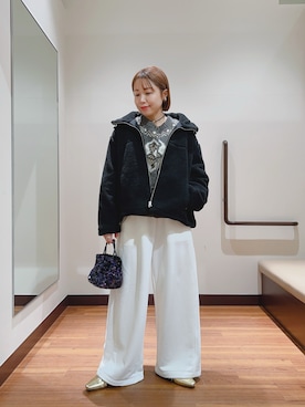 「アイテム（スウェットパンツ）」を使った、fujimonさん（レディース・159cm・30代）の冬コーディネート