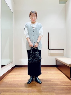 「ITEMS URBANRESEARCH（アイテムズ アーバンリサーチ）のリブロングスカート（スカート）」を使った、fujimonさん（レディース・159cm）の秋コーディネート
