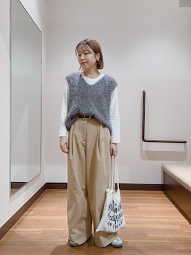 「アイテム（ベスト）」を使った、fujimonさん（レディース・159cm・30代）の秋コーディネート