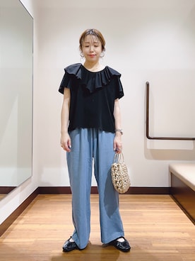 「アイテム（デニムパンツ）」を使った、fujimonさん（レディース・159cm・30代）の夏コーディネート