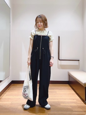 「アイテム（サロペット/オーバーオール）」を使った、fujimonさん（レディース・159cm・30代）の夏コーディネート