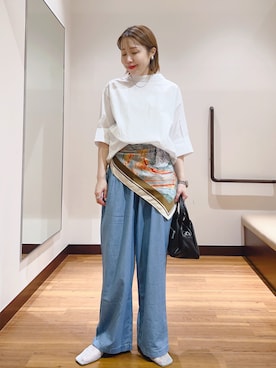 「スカーフアレンジ」｜fujimonさん（レディース・159cm）の春コーディネート