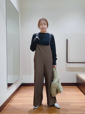 「アイテム（オールインワン・サロペット）」を使った、fujimonさん（レディース・159cm）の秋コーディネート