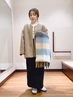 「アイテム（ノーカラーコート）」を使った、fujimonさん（レディース・159cm）の秋コーディネート