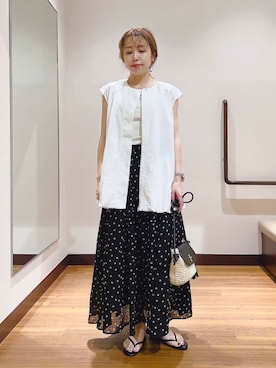 「ドットスカート」｜fujimonさん（レディース・159cm）の夏コーディネート