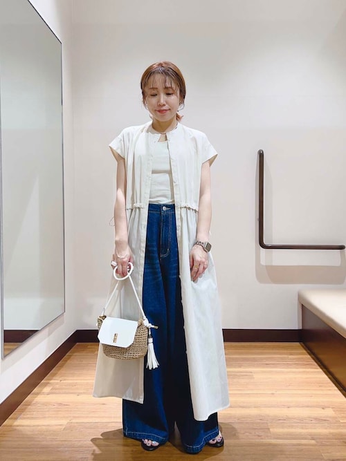 アーバンリサーチ　ウエストギャザーストライプワンピース　ブルーストライプ セール】ウエストギャザーストライプワンピース（ワンピース