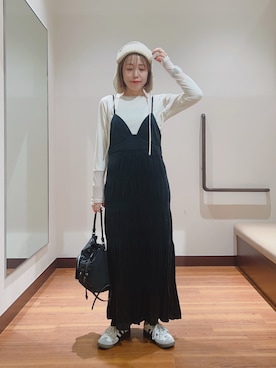 「アイテム（ニットキャップ/ビーニー）」を使った、fujimonさん（レディース・159cm・30代）の秋コーディネート