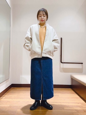 「アイテム（スタジャン）」を使った、fujimonさん（レディース・159cm）の秋コーディネート