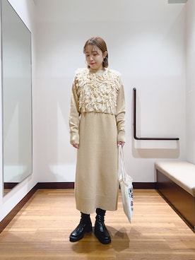 「アイテム（ワンピース/ドレス）」を使った、fujimonさん（レディース・159cm・30代）の秋コーディネート