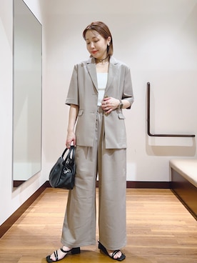 「URBAN RESEARCH（アーバンリサーチ）のレザーハンドバッグ（ハンドバッグ、ブラック系）」を使った、fujimonさん（レディース・159cm）の春コーディネート