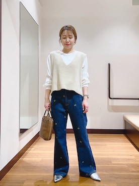 「KBF（ケイビーエフ）のアイテム（パンツ）」を使った、fujimonさん（レディース・159cm）の春コーディネート