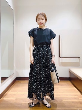 「ドットスカート」｜fujimonさん（レディース・159cm）の夏コーディネート