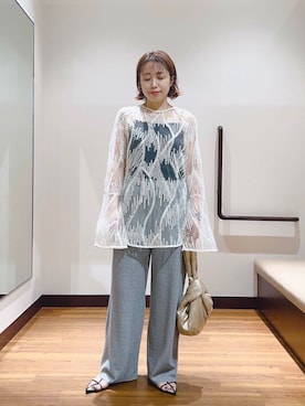 「レースブラウス」｜fujimonさん（レディース・159cm）の夏コーディネート