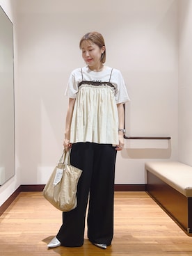 「アイテム（その他トップス、ホワイト系）」を使った、fujimonさん（レディース・159cm）の秋コーディネート