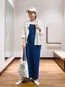 「KBF（ケイビーエフ）のアイテム（キャップ）」を使った、fujimonさん（レディース・159cm）の春コーディネート