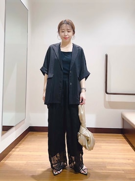 「レースパンツ」｜「アイテム（その他アウター）」を使った、fujimonさん（レディース・159cm）の夏コーディネート