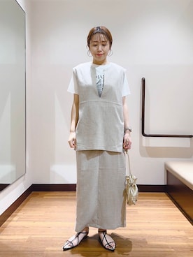 「ITEMS URBANRESEARCH（アイテムズ アーバンリサーチ）のアイテム（Tシャツ/カットソー）」を使った、fujimonさん（レディース・159cm）の夏コーディネート