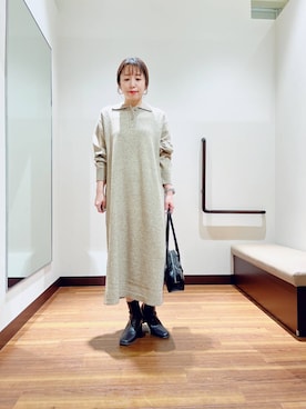 「SENSE OF PLACE by URBAN RESEARCH（センスオブプレイスバイアーバンリサーチ）の『4サイズ展開』『晴雨兼用』スクエアトウセンターシームストレッチブーツ（ブーツ）」を使った、fujimonさん（レディース・159cm）の秋コーディネート