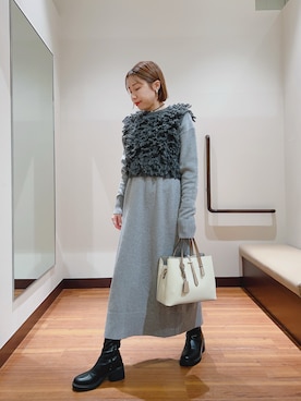 「アイテム（ワンピース/ドレス）」を使った、fujimonさん（レディース・159cm・30代）の冬コーディネート