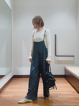 「アイテム（サロペット/オーバーオール）」を使った、fujimonさん（レディース・159cm）の秋コーディネート