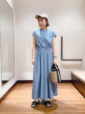 「イエベ」｜「アイテム（帽子）」を使った、fujimonさん（レディース・159cm）の夏コーディネート