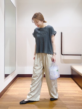 「ITEMS URBANRESEARCH（アイテムズ アーバンリサーチ）のREFINED LINEN イージーパンツ（その他パンツ、その他）」を使った、fujimonさん（レディース・159cm）の夏コーディネート
