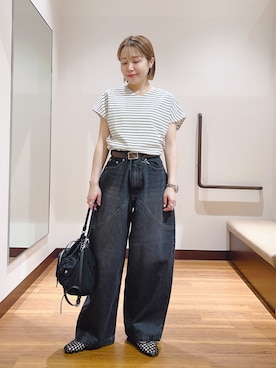 「ITEMS URBANRESEARCH（アイテムズ アーバンリサーチ）のアイテム（Tシャツ/カットソー）」を使った、fujimonさん（レディース・159cm）の夏コーディネート