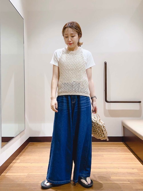 AMATERAS ワイドデニムパンツ　ブルー　SM SOMETHING サムシング LISA ワイドデニム ストレッチ ジーンズ
