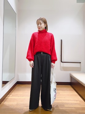 「スラックスパンツ」｜fujimonさん（レディース・159cm）の秋コーディネート