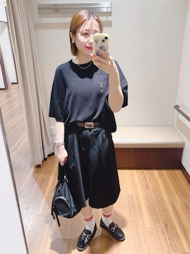 「ITEMS URBANRESEARCH（アイテムズ アーバンリサーチ）のニットTシャツ（ニット/セーター、ホワイト系）」を使った、fujimonさん（レディース・159cm）の春コーディネート