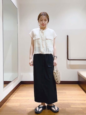 「ラップスカート」｜fujimonさん（レディース・159cm）の夏コーディネート