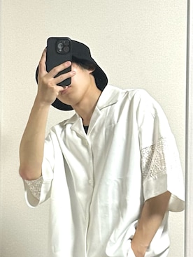 「selle glant（セレグランテ）のアイテム（シャツ/ブラウス、ホワイト系）」を使った、しのさん（メンズ・164cm）の春コーディネート