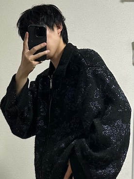 「HARE（ハレ）のアイテム（ニット/セーター、ブラック系）」を使った、しのさん（メンズ・164cm）の春コーディネート