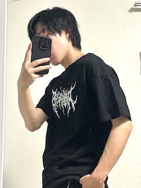 「しーいんのアイテム（Tシャツ/カットソー、ブラック系）」を使った、しのさん（メンズ・164cm）の春コーディネート