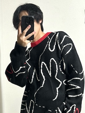 「ZARA（ザラ）のアイテム（ニット/セーター、ブラック系）」を使った、しのさん（メンズ・164cm）の春コーディネート