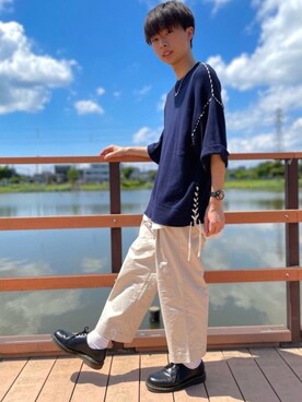 「ADRER（アドラー）の【ADRER】サイドジップレイヤードタンク（タンクトップ）」を使った、りょうさん（メンズ・172cm）の夏コーディネート