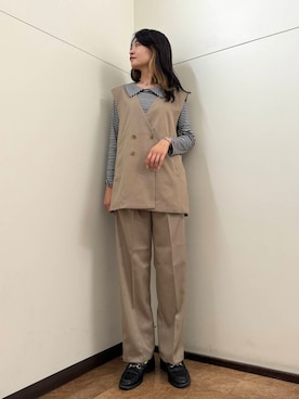 「アイテム（パンツドレス）」を使った、フナバシミズキさん（レディース・169cm）の秋コーディネート