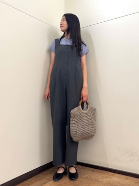 「夏」｜「アイテム（サロペット/オーバーオール）」を使った、フナバシミズキさん（レディース・169cm）の夏コーディネート